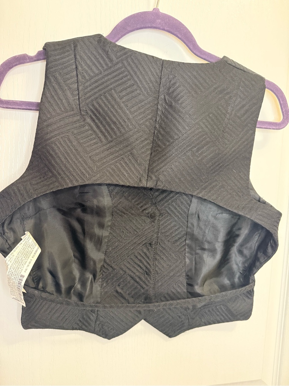 ZARA Black Textured V-Neck cropped Button Vest with back cut out. SMALL - Picture 7 of 7